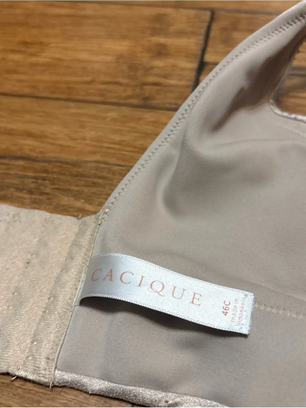 Cacique Bra 46C Push Up Bra Taupe Color Boost Plunge Lane Bryant - Picture 6 of 7